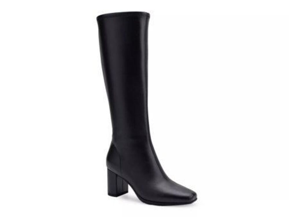 Aerosoles Sleek Micah Faux-Leather Knee High Square Toe Boots Black 8.5WW